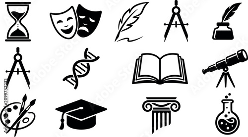 Cuadro en lienzo Classic academic and artistic subject icons including science literature drama and arts