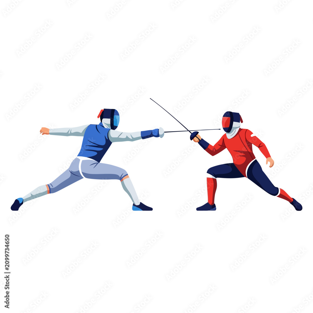 Fototapeta premium Two Fencers Competing, Dynamic Action