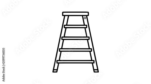 Konstfotografi Simple outline drawing of a wooden stepladder against a white background
