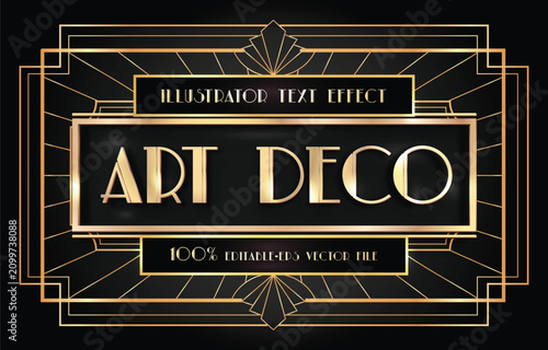 luxury gold art deco text with frame
