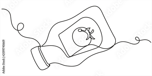 Continuous line drawing of a sauce bottle with a nozzle top, simple and modern, Vector, illustration on white background. 