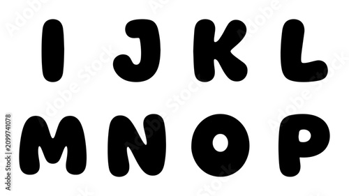 Foto 70 Chunky Black Alphabet Letters, I to P, Rounded Font Vector Icons, Playful Typ