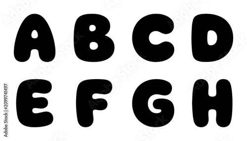 Cuadro en lienzo 70 Chunky Black Alphabet Letters, Rounded Font Characters, Bold Typography Eleme