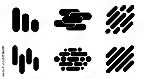 70 Abstract Geometric Shapes, Minimalist Black Icons, Modern Graphic Elements, Set of Rounded Rectangles and Lines for Design 100