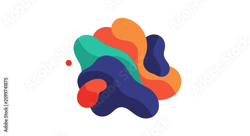 Abstract fluid colorful shapes with vibrant overlapping colors.