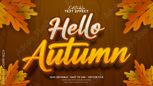 Autumn 3d editable text effect, autumn 3d vector