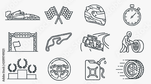 Photos Dynamic Black and White Racing and Pit Stop Set Featuring Race Car Flags Helmets