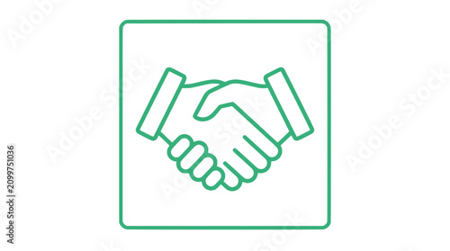 Green handshake icon symbolizing agreement, partnership, and cooperation
