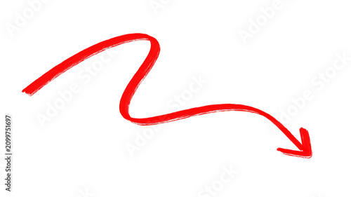 Red wavy squiggle arrow hand drawn sketch mark