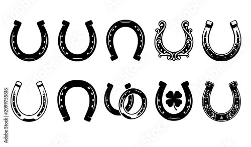 Horseshoe Black Silhouette EPS Vector Set