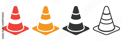 Construction Traffic Cone Vector Icon Collection Featuring Road Safety, Hazard Warning, Traffic Control, Roadwork Barriers, Caution Symbols, Work Zone Equipment, And Minimal Flat Design Isolated On.