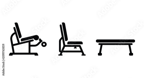 Bild auf Leinwand Gym Equipment Silhouette Set Black And White Pictograms
