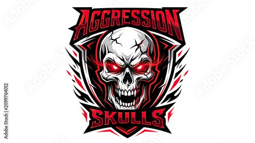 Photos Aggressive Skull Emblem with Fiery Eyes
