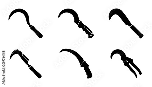 Quadro su tela Gardening Tools Collection: Sickle, Scythe, Pruner Icons