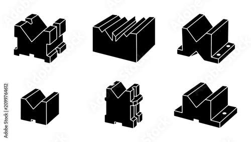 Fotografía Industrial V-Block Set, Machining Fixtures, Precision Engineering Tools, Metalwo