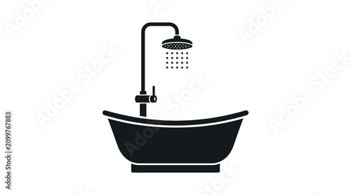 Cuadro en lienzo Modern Bathtub with Shower Head Fixture.