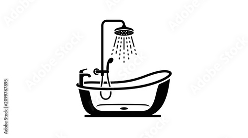 Quadro su tela Modern freestanding bathtub with shower.