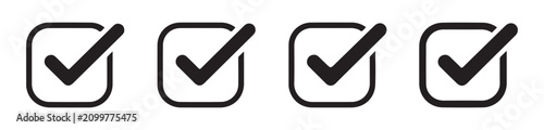 Fotografía Set of four identical square checkbox icons with rounded corners isolated on transparent background