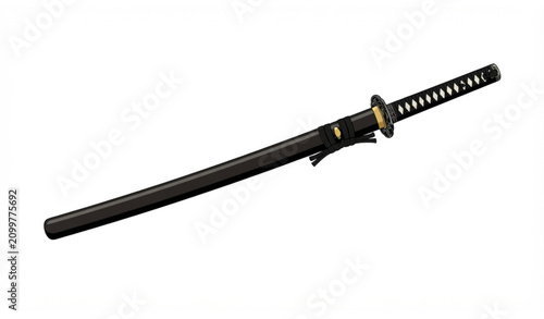 Foto Samurai Katana Sword Flat Vector Icon with Japanese Traditional Design