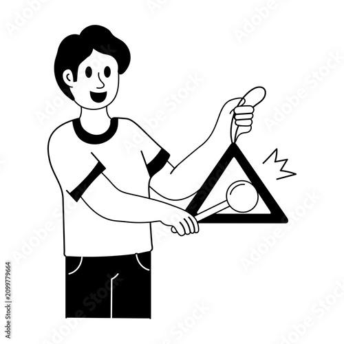Obraz na plátně Doodle style illustration depicting a percussionist