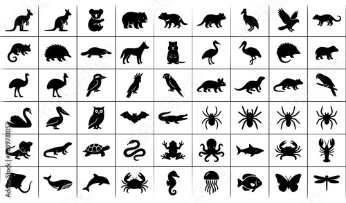 Photos Australian Fauna Silhouette Icon Pack Native Wildlife Black Vector Collection