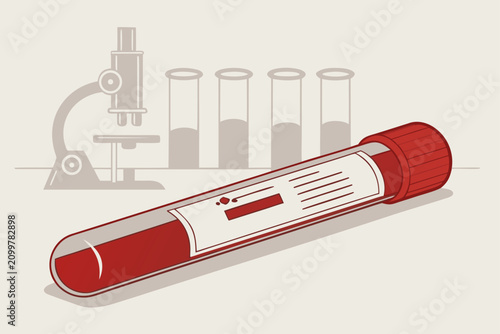 Bild auf Leinwand Blood sample labeled Hantavirus in modern diagnostic laboratory setting