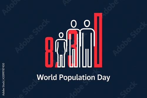 Conceptual graphic illustration representing global human population growth statistics with community