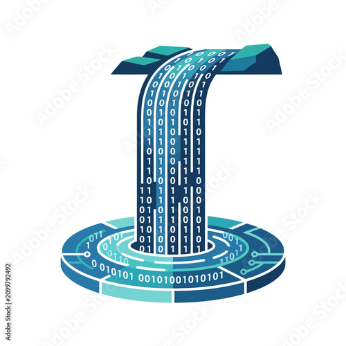 Digital data stream flowing through circuit.