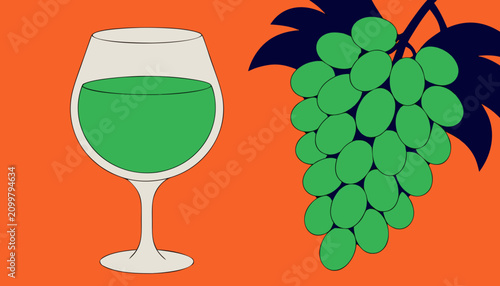 Green grapes with grapes juice 