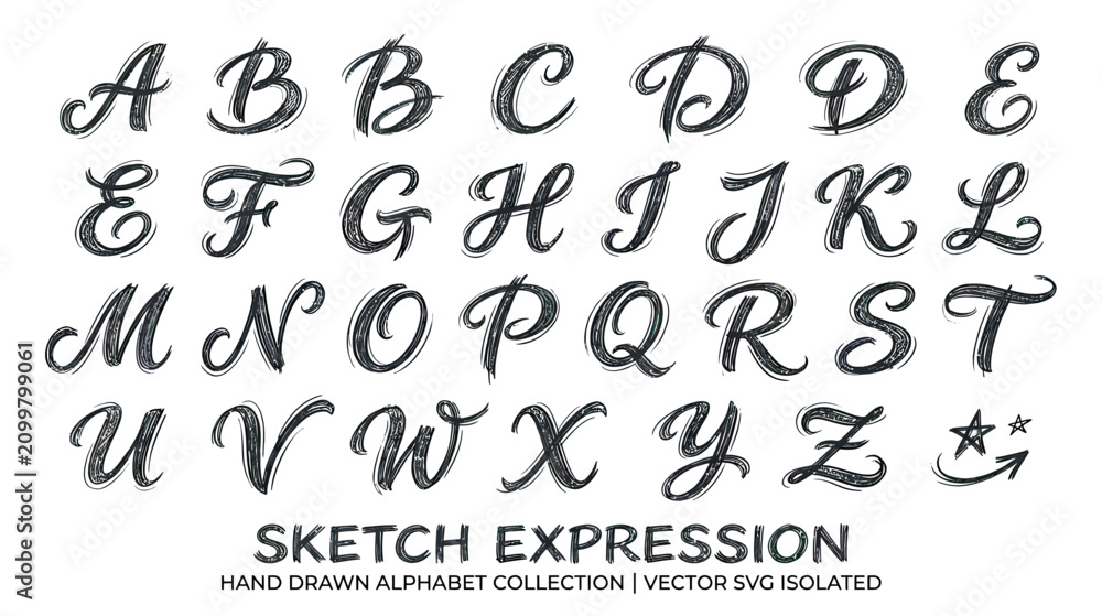 Obraz premium Hand Drawn Sketchy Alphabet Letters Collection