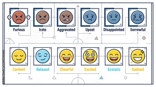 Konstfotografi Emotion Scale with Facial Expressions and Labels