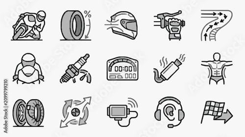 Photography Clean Minimalist Black and White Icons Set Featuring Sports Health Technology an