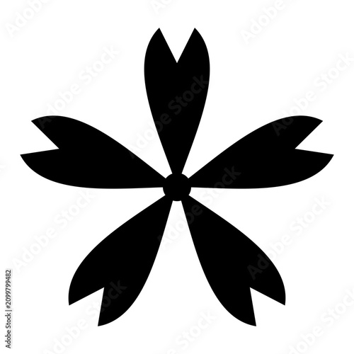 Vector silhouette icon of a cherry blossom sakura flower