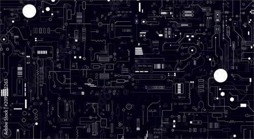Electronic Engineering Circuit Illustration. Digital Circuitry Seamless Technology Design