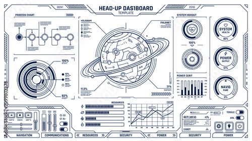 фотографія Futuristic Sci-Fi Dashboard Interface with Planetoid