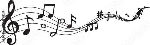 Photos Musical Note Elements with Clef and Sharp Symbol Set