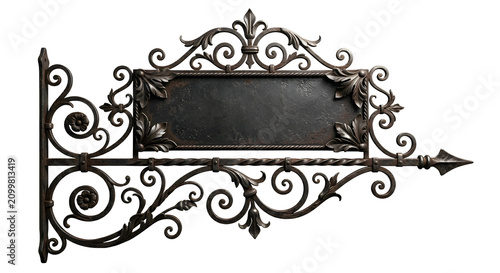 Photography Vintage wrought iron ornate hanging sign