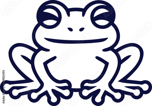 Slika na platnu A cartoonish illustration of a smiling frog with big eyes sitting on its haunche
