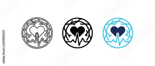 Obraz na płótnie Heartbeat pulse in circle medical care emblem