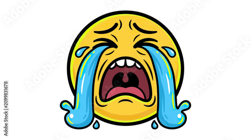 Tableau sur toile Sad Crying Emoji Face with Tears