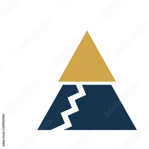 Abstract geometric mountain shape with crack