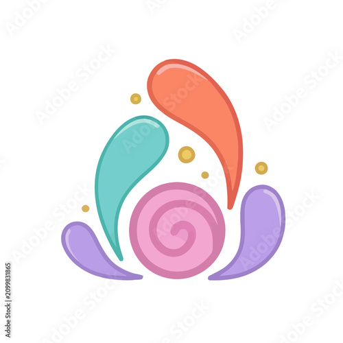 Abstract colorful shapes with dots