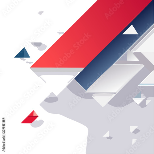 Abstract Geometric Shapes with Red, Blue, and White Colors