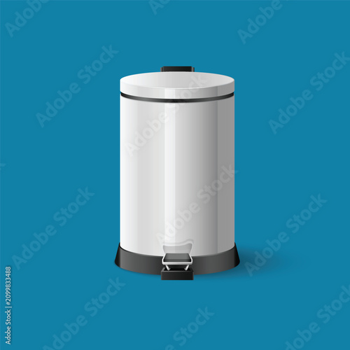 Round Silver Metal Pedal Bin
