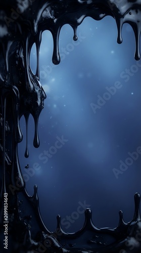 Dark Melting Lava Flow with Blue Background.
