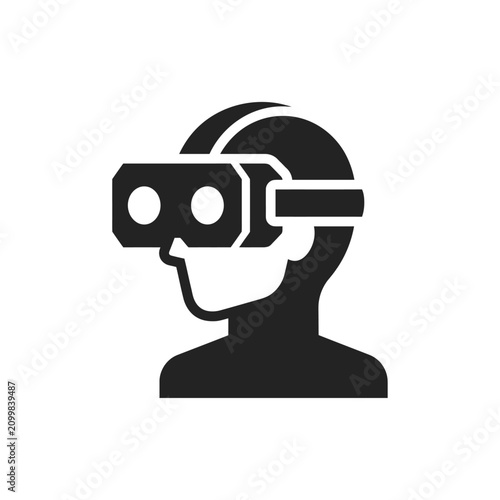 Virtual reality icon. Male profile using generic VR glasses vector illustration.