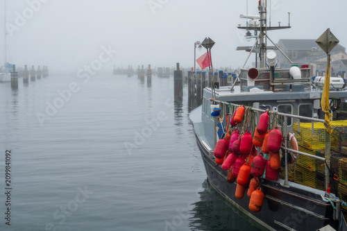 Fishing Trawlers moored in a marina in Nantucket Island, MA