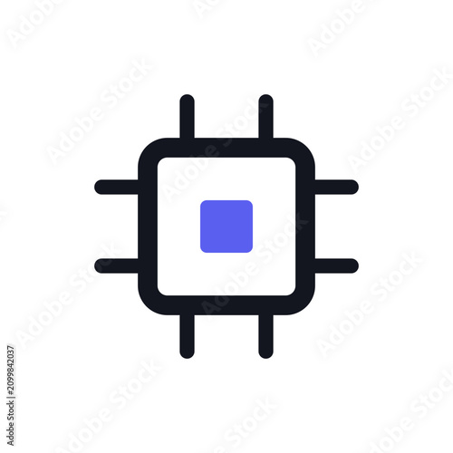 Processor Chip Icon - AI Technology Vector Illustration
