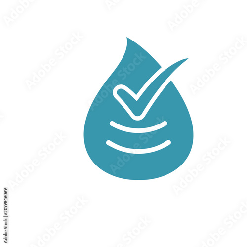 Water drop with checkmark and lines icon