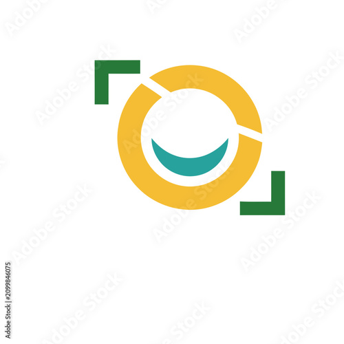 Abstract Circle Logo with Green Corner Brackets